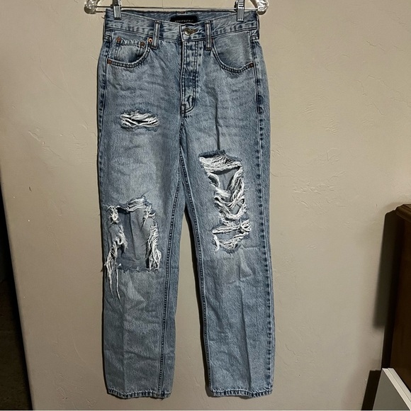 Aeropostale 90’s Baggy Button Fly High Rise Distressed Denim Jeans - Picture 3 of 11